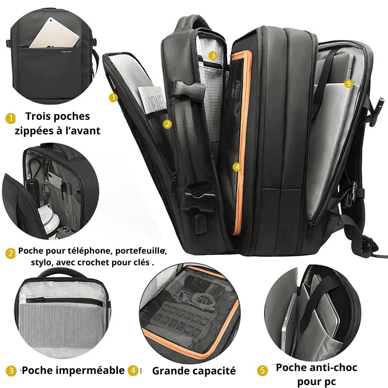 Sac à dos cabine Format EasyJet extensible et antivol pour homme – Cabinlow™