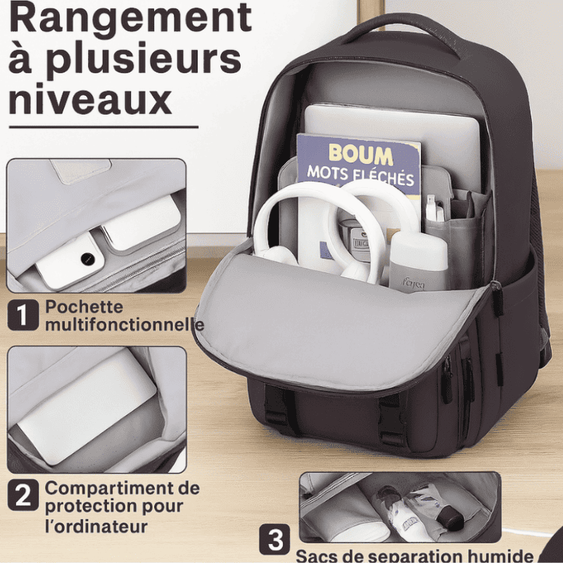 Sac à dos cabine noir casual – Format Ryanair, low cost – Cabinlow™