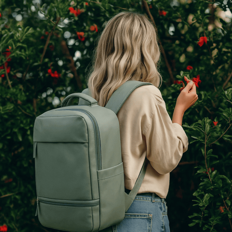 Sac à dos cabine vert pour femme – Format Ryanair, low cost – Cabinlow™