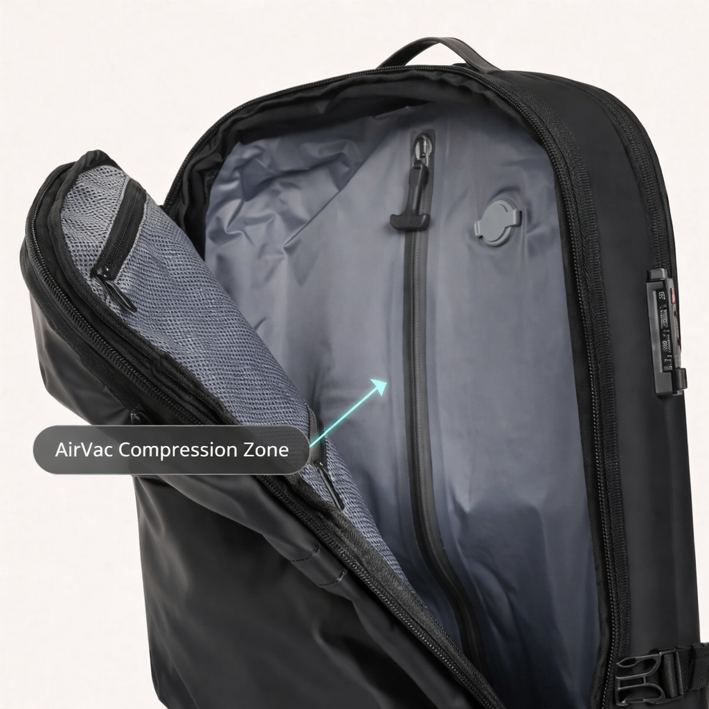 Blue Vacuum Compression 55L Cabin Backpack overhead  Airline