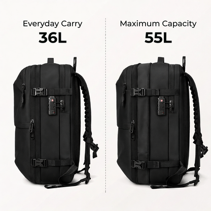 Black Vacuum Compression 55L Cabin Backpack overhead  Airline