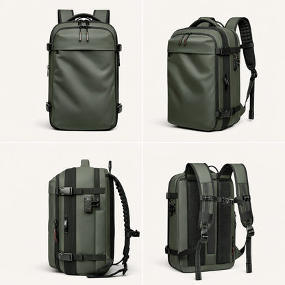 Green Expandable Vacuum Compression Backpack 56 × 45 × 25 cm