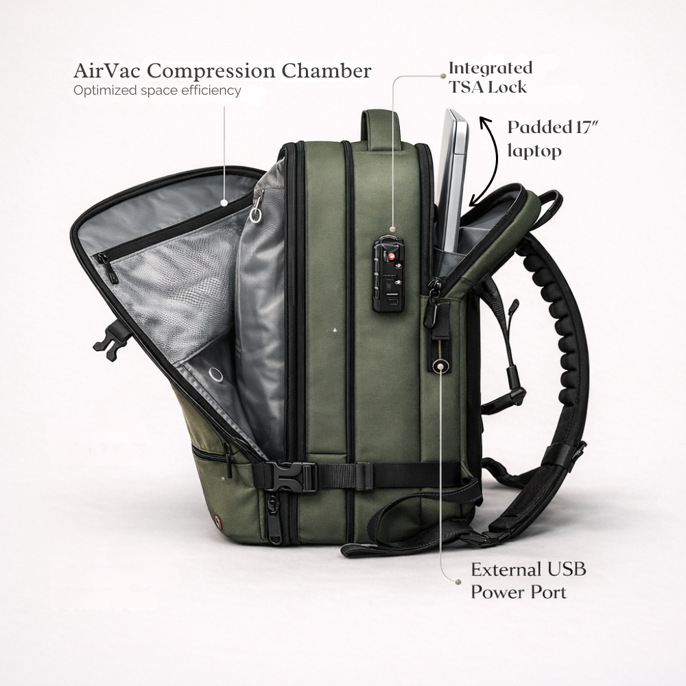 Green Vacuum Compression 40L Underseat Backpack 45×36×20