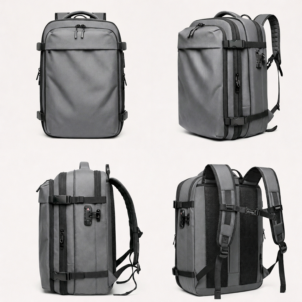 Grey Expandable Vacuum Compression Backpack 56 × 45 × 25 cm