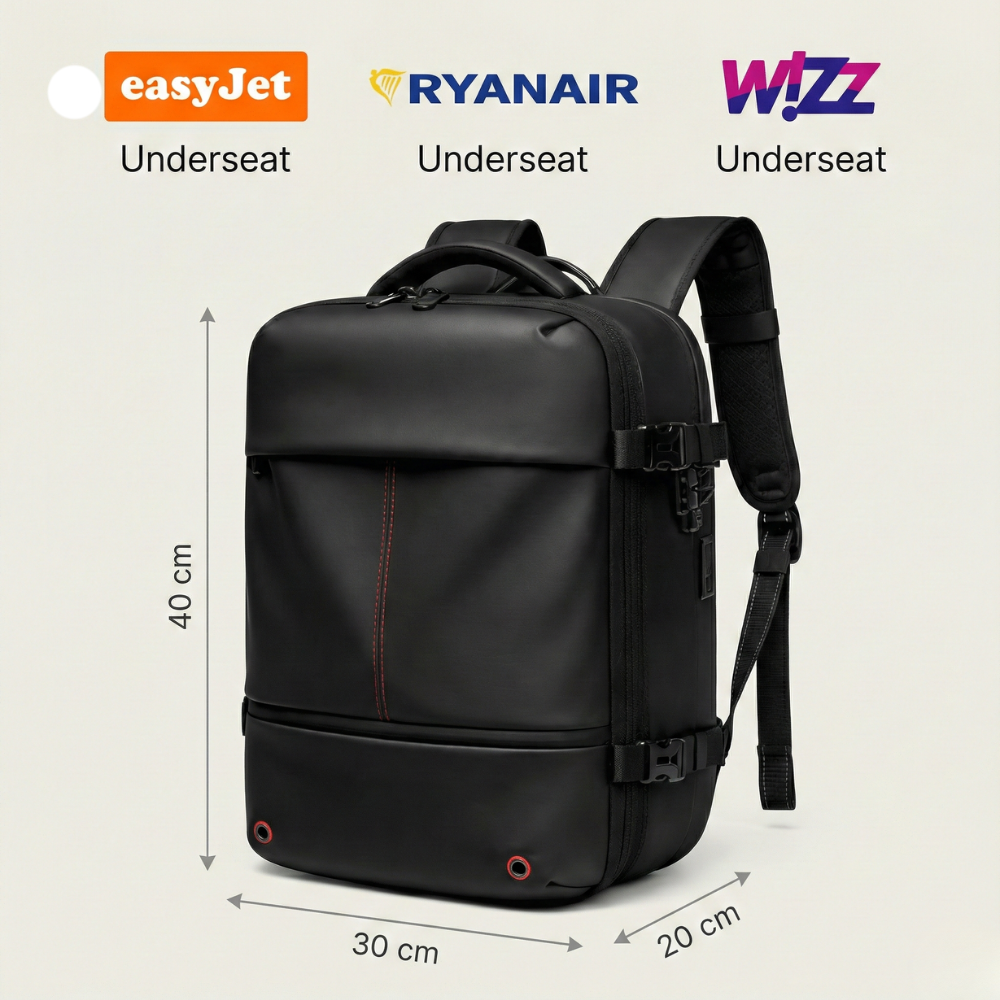 Black Vacuum Compression 40L Underseat Backpack 45×36×20