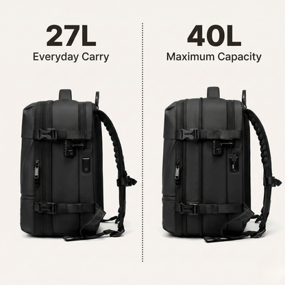 Black Vacuum Compression 40L Underseat Backpack 45×36×20