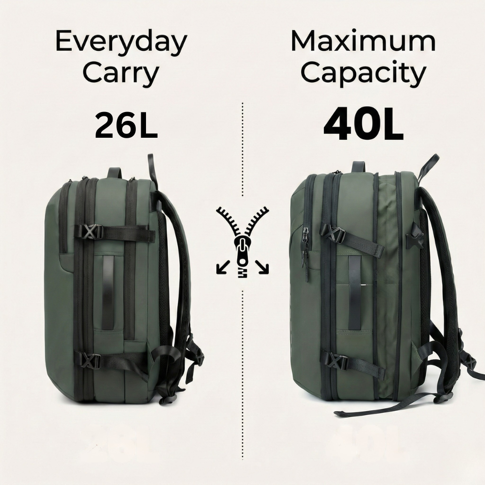 Green Vacuum Compression 40L Cabin Backpack Carry-On Airline