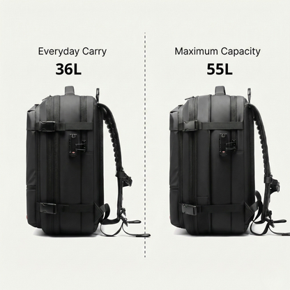 Black Expandable Vacuum Compression Backpack 56 × 45 × 25 cm