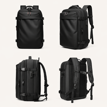 Black Expandable Vacuum Compression Backpack 56 × 45 × 25 cm