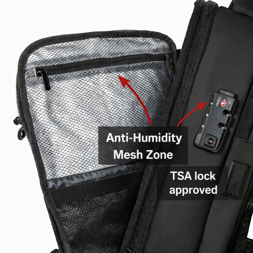 Black Expandable Vacuum Compression Backpack 56 × 45 × 25 cm