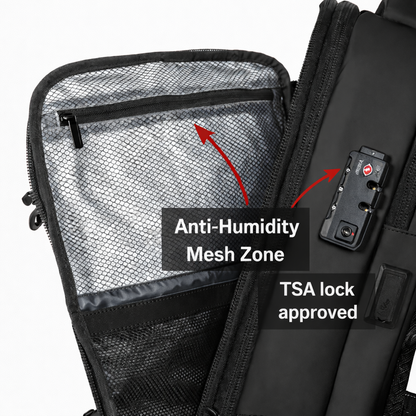 Black Expandable Vacuum Compression Backpack 56 × 45 × 25 cm