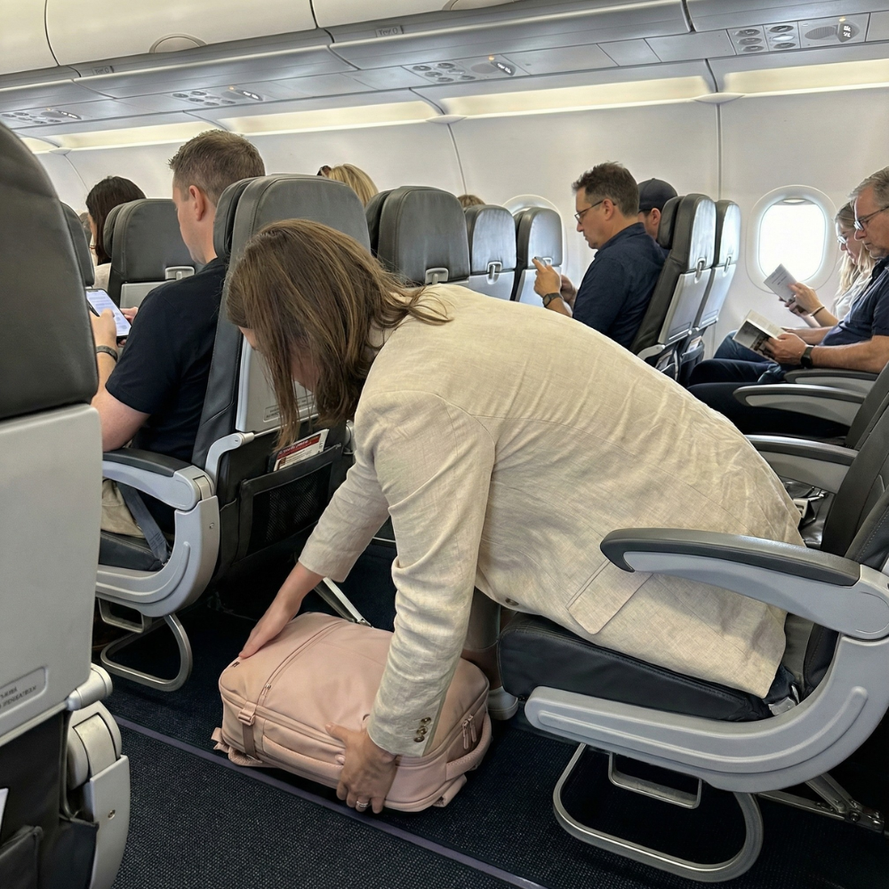 Pink Vacuum Compression 40L Underseat Backpack for Women 45×36×20