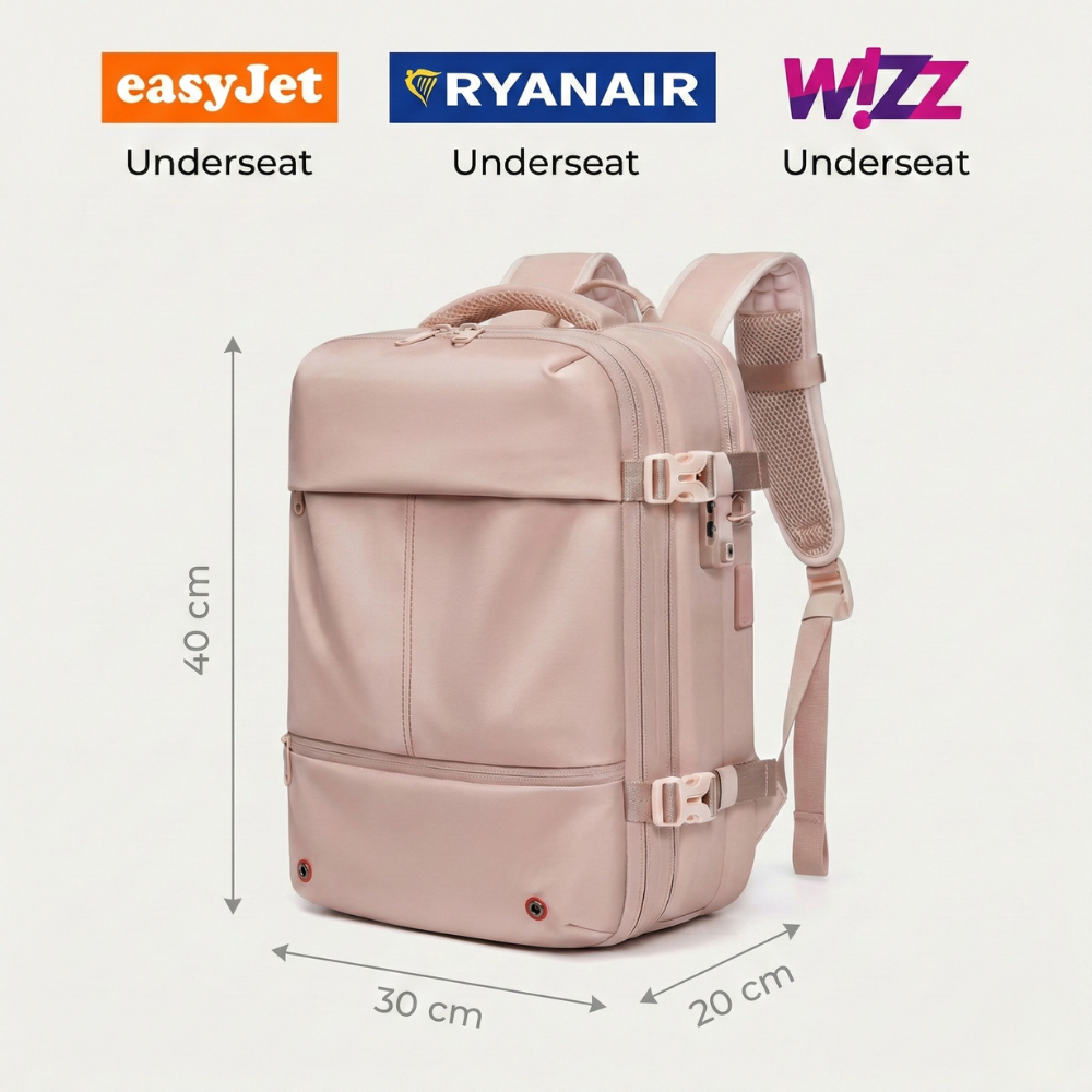 Pink Vacuum Compression 40L Underseat Backpack for Women 45×36×20