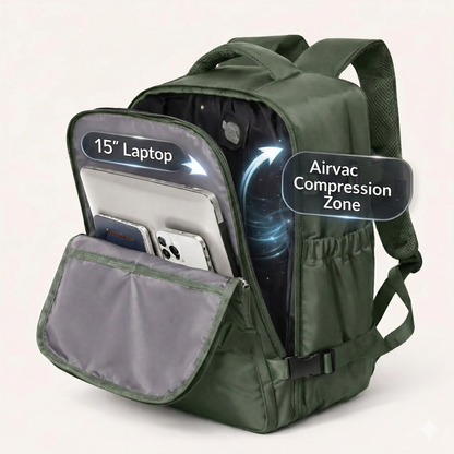 Green Compression Backpack 40 × 30 × 20 cm