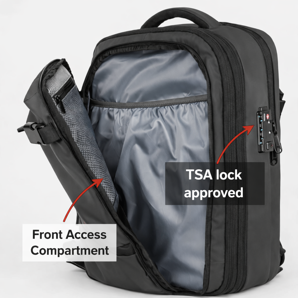 Grey Vacuum Compression 55L Cabin Backpack Carry-On Airline