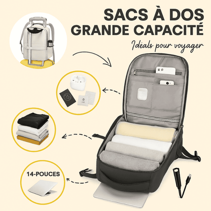 Sac à dos cabine noir casual – Format Ryanair, low cost – Cabinlow™