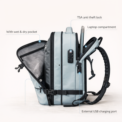 Blue Vacuum Compression 40L Underseat Backpack 45×36×20