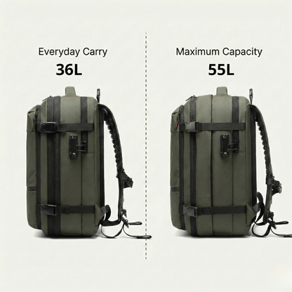 Green Vacuum Compression 55L Cabin Backpack Carry-On Airline