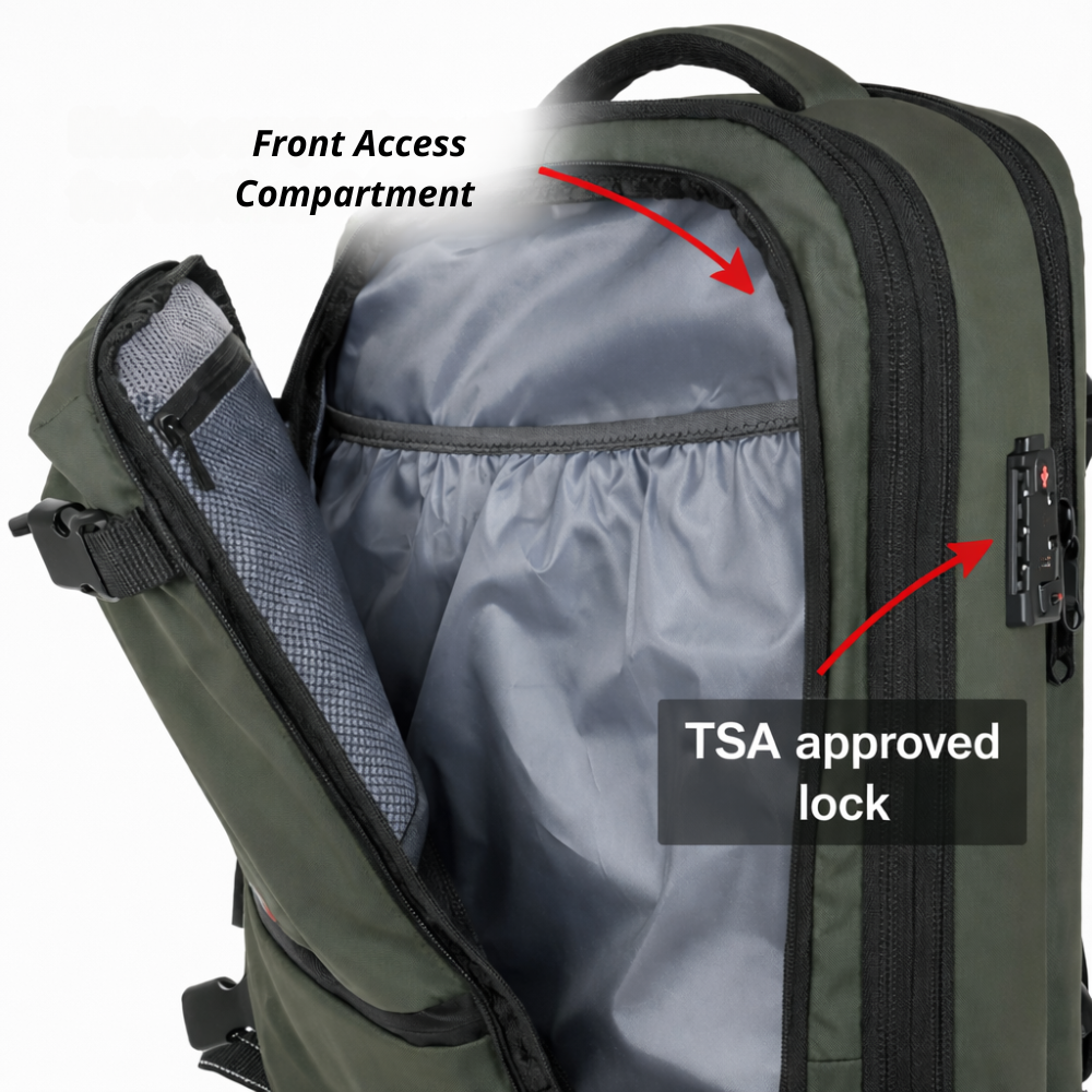 Green Vacuum Compression 55L Cabin Backpack Carry-On Airline