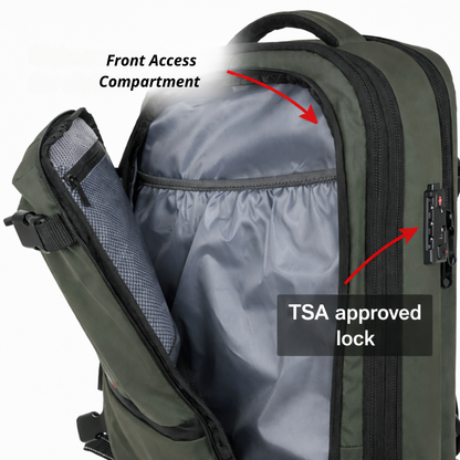 Green Vacuum Compression 55L Cabin Backpack Carry-On Airline